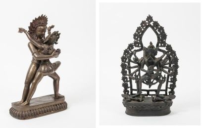 TIBET, XXème siècle 

Couple of Shiva and shakti, standing, embracing.

Bronze with...