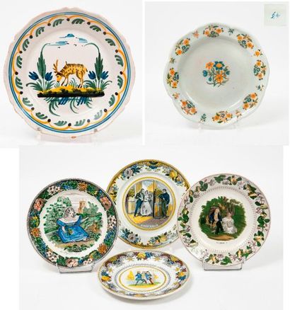 FRANCE, XIXème siècles 

Platerie en faïence :

- une assiettes circulaire de NEVERS...