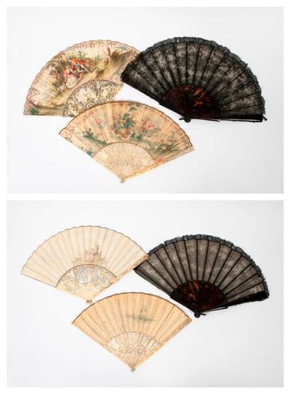 Two folded fans with watercoloured leaves...