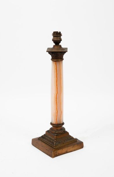 null Lamp stand on square base with a frieze of eggs and spearhead and laurel leaf...