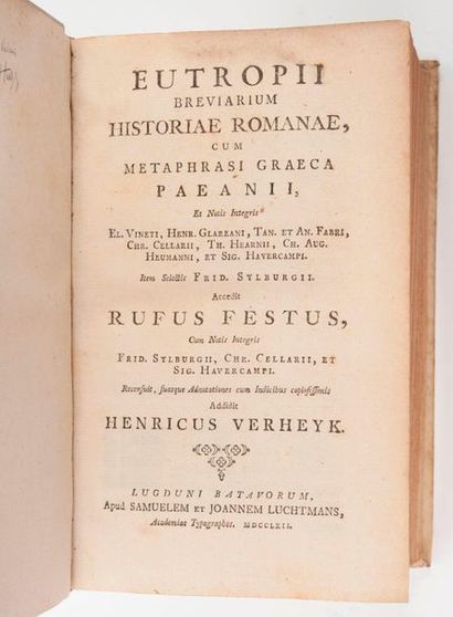 EUTROPIUS - FESTUS - VERHEYK. 
Eutropii breviarum historiae romanae, cum métaphrasi...