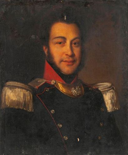 Ecole de la première moitié du XIXème siècle. 

Portrait de sous-officier de la Garde...