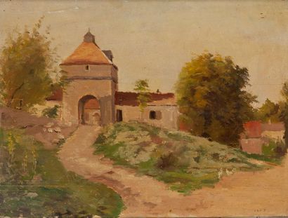 Paul Marie LAPIERRE-RENOUARD (1854-?) Entrée d'une ferme fortifiée. 1903.
Huile sur...