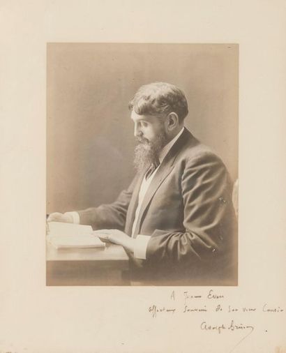 Trois photographies dédicacées à Eugène BRIEUX (1858-1932) et deux, dédicacées à...