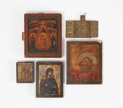 RUSSIE, XIXème-XXème siècles Cinq icônes :
- Demande aux neuf choeurs des anges,...