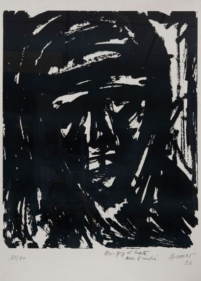 Michel AUBERT (1930) Portrait, 1991. 
Lithographie. 
Signée, datée et dédicacée en...
