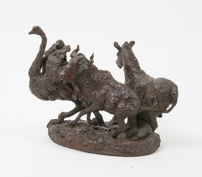 Robert GODEFROY (1928-2020) Soir d'orage. 
Epreuve en bronze à patine brune. 
Signée,...