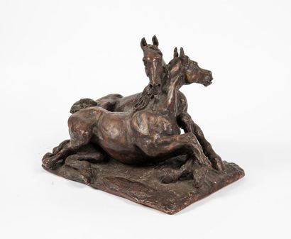 Robert GODEFROY (1928-2020) Sweetness of the meadows. 
Patinated terracotta. 
Signed...
