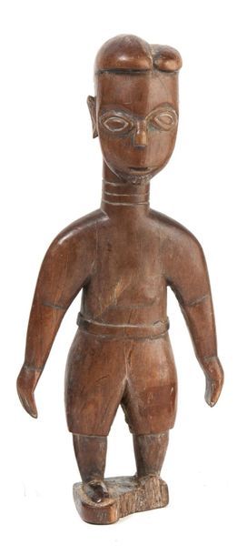 GHANA, Ewé Very nice representation of settlers. 
Carved wood, standing, arms detached...