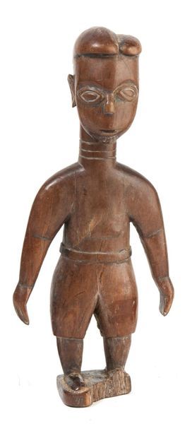 GHANA, Ewé Très belle représentation de colons. 
Bois sculpté, debout, les bras détachés...