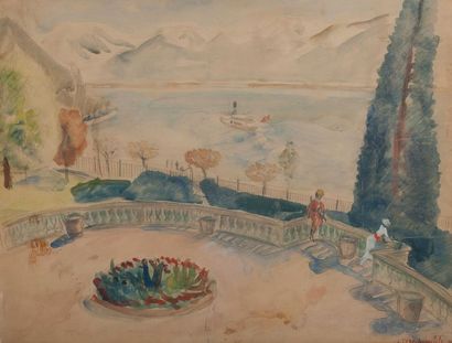 Constantin Andréevitch TERECHKOVITCH (1902-1978) Le jardin sur le lac Léman, 1931.
Aquarelle...
