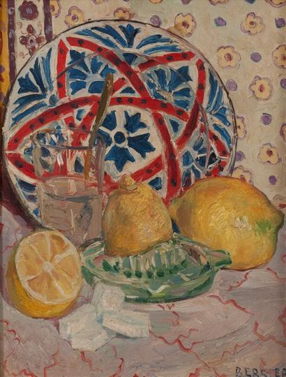 Jean Eugène BERSIER (1895-1978) Nature morte aux citrons.
Huile sur panneau.
Signée...