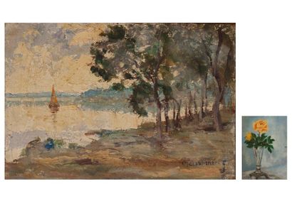 Joseph Meissonnier (1864-1943) Seaside landscape. 
Oil on cardboard. 
Signed lower...