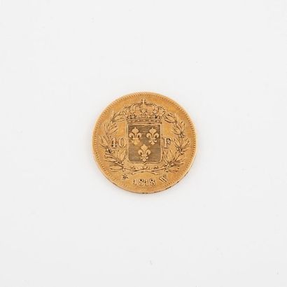France Coin of 40 gold francs, Louis XVIII, 1818 Lille.
Weight: 12.8 g. 
 Scratches...