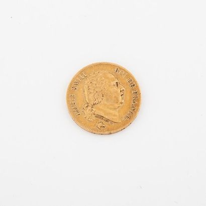 France Coin of 40 gold francs, Louis XVIII, 1818 Lille.
Weight: 12.8 g. 
 Scratches...