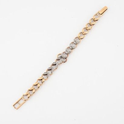 null Bracelet articulé en ors jaune et gris (750) à motif de feuilles, partiellement...