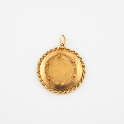 Angleterre Yellow gold pendant (750) decorated with a gold sovereign, Victoria Jubilee...
