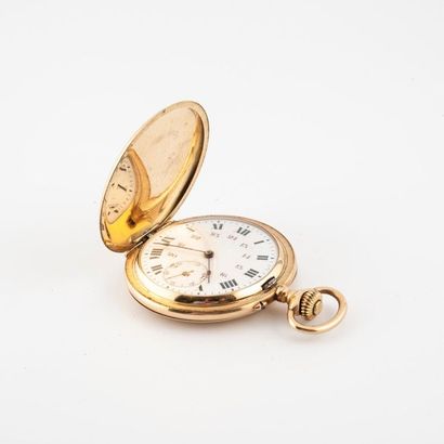 Soap gusset watch in yellow gold (750). Front...