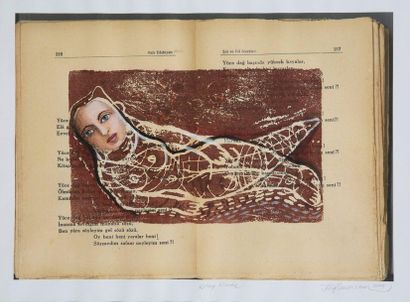Filiz BASARAN (1951) 
*Kitap Kurdu - book worm, 2009.
Impression réhaussée à la gouache.
Signée...