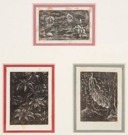 Ecole du XXème siècle 
*Untitled.
Three etchings mounted on cardboard.
Dedicated...