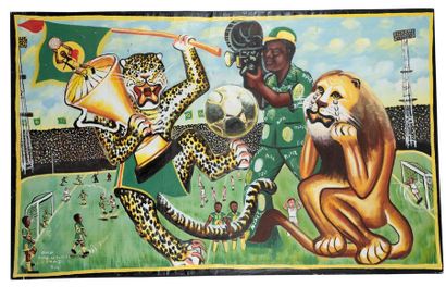 MOKE (1950-2001) 
*Coupe d'Afrique, 1973.
Huile sur toile.
Signée, située et datée...