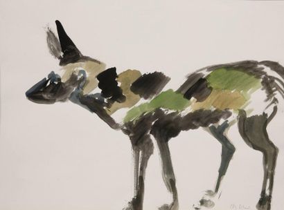 Gilles Aillaud (1928-2005) 
Untitled - Hyena, 1988.
Watercolour on paper.
Signed...
