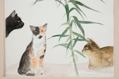 Elizabeth Violet BLACKADDER (1931) 
*Lilium auratum (Lilium auratum) and three cats,...