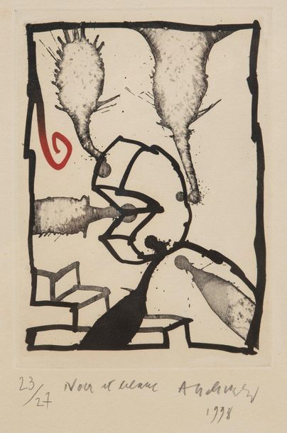Pierre ALECHINSKY (1927) 
*Noir et blanc, 1998.
Eau-forte sur papier.
Signé, daté,...