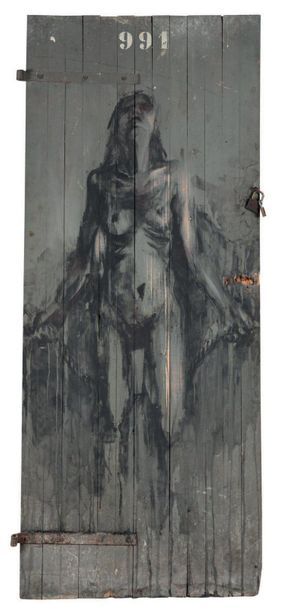 BORONDO (né en 1989) 991, 2013
Acrylic on wooden door and metal hinges
197 x 81 cm
Provenance:
Itinerrance...