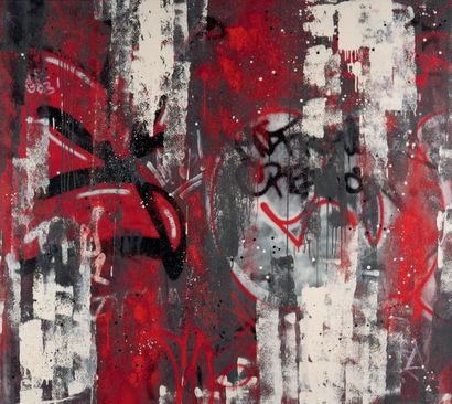 COPE2 (né en 1968) 
Red paste, 2012,
Peinture aérosol et acrylique sur toile signée...