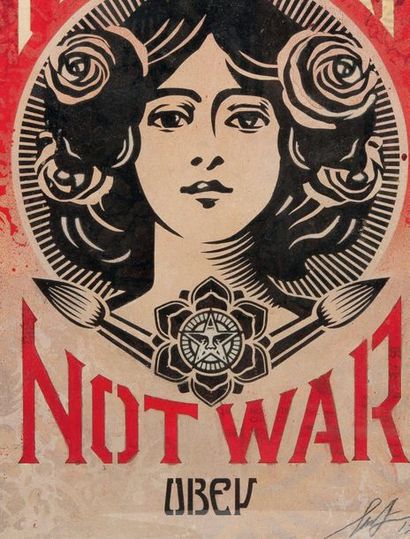 Shepard FAIREY (né en 1970) 
Make Art not War, 2019
Stencil of aerosol paint and...