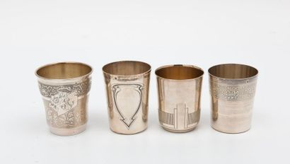 Vers 1900, Art Nouveau, Art Déco Four silver timpani (950) with different designs.
Two...