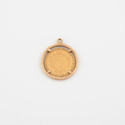 France Pièce de 10 francs or, Napoléon III, 1860 Paris. 
Monté en pendentif en or...