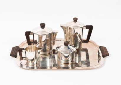 ERCUIS Service à thé-café en métal argenté comprenant : une théière, une cafetière,...