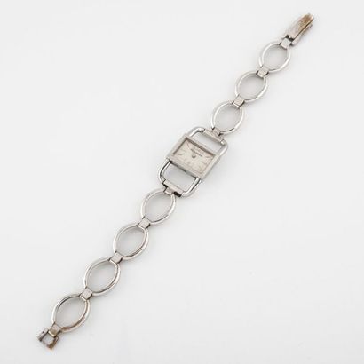 JAEGER LECOULTRE, Etrier Ladies' steel bracelet watch, steel stirrup model. 
Rectangular...