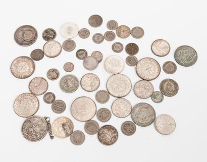 DIFFERENTS PAYS, surtout EUROPE, XIXème-XXème siècle Lot de pièces en argent (min....