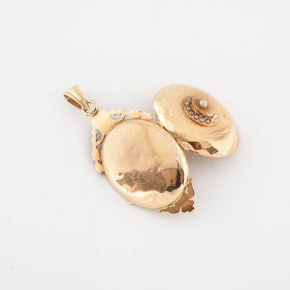 null Yellow gold (750) pendant with a medallion motif centered on a medallion punctuated...