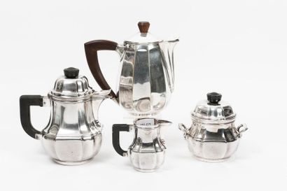 GALLIA Tea service (3 pieces) in silver plated metal, octagonal section, on heel.
Black...