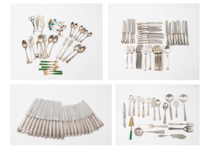 null Set of cutlery and dinner services and table or dessert knives of different...
