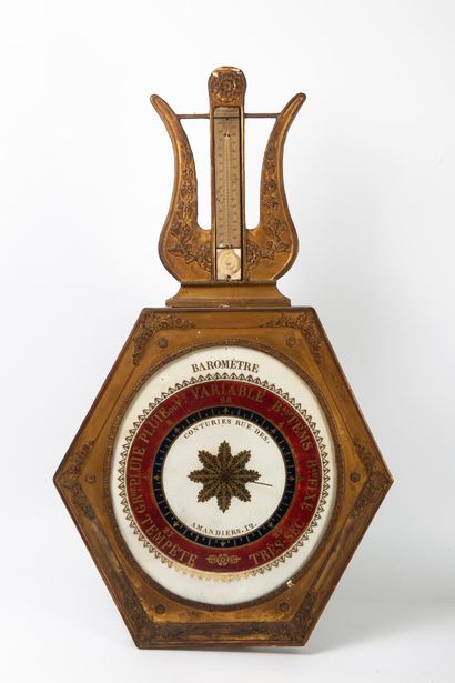 Epoque fin Empire-Restauration, premier tiers du XIXème siècle Barometer-thermometer,...