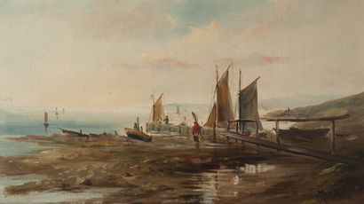 L. MORIN (XIX-XXème siècle) - Voiliers en bords de plage. 

Huile sur toile.

Signée...