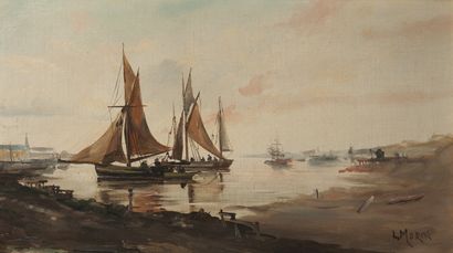 L. MORIN (XIX-XXème siècle) - Voiliers en bords de plage. 

Huile sur toile.

Signée...