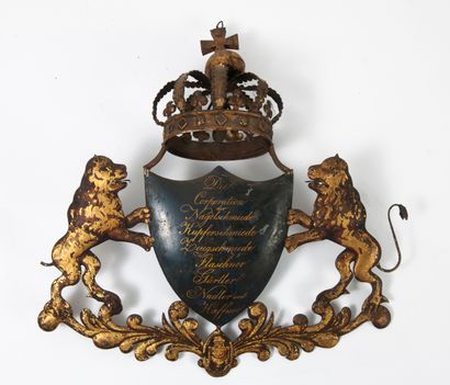 ALLEMAGNE, seconde moitié du XIXème siècle Guild sign of craftsmen made of polychrome...