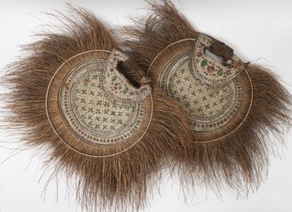 INDE, THAILANDE, IRAN, fin du XIXème-XXème siècles - Two fans in natural fibres,...