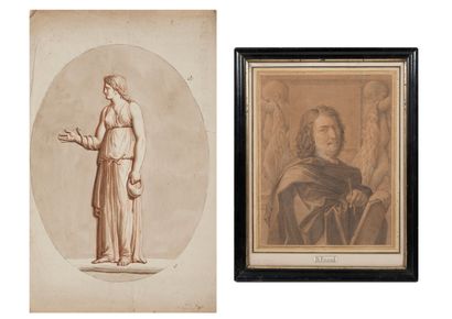 D'après Nicolas POUSSIN (1594-1655) Autoportrait.

Fusain sur papier.

31,5 x 24,5...