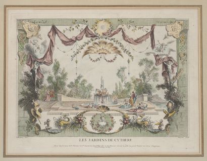 null Lot de 4 gravures :

- Huquier d'après Watteau : Les jardins de Bacchus ; les...