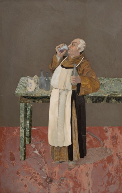 ITALIE, début du XXème siècle Souvenir of the Grand Tour.

Drinking monk. 

Polychrome...