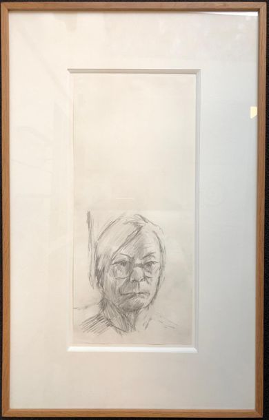 Pierre TAL-COAT (1905-1985) Autoportrait, 1977.
Mine de plomb sur papier. 
41 x 18...