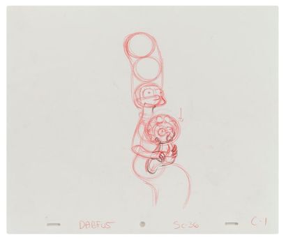 Studio Matt Groening Marge et Maggie. Les Simpson.
Crayon de couleur sur papier....