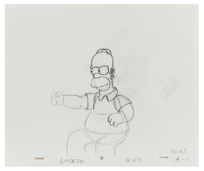 Studio Matt Groening Homer. Les Simpsons.
Mine de plomb sur papier. 
Annotation en...